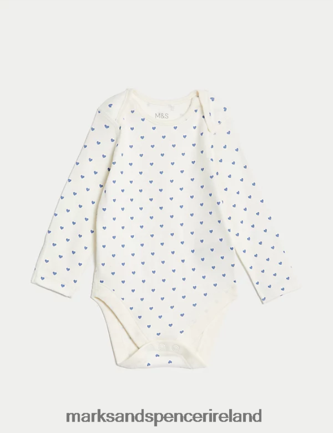Marks & Spencer Baby 3pk Pure Cotton Heart Print Bodysuits White Mix Clothing 2VJ8DF7653