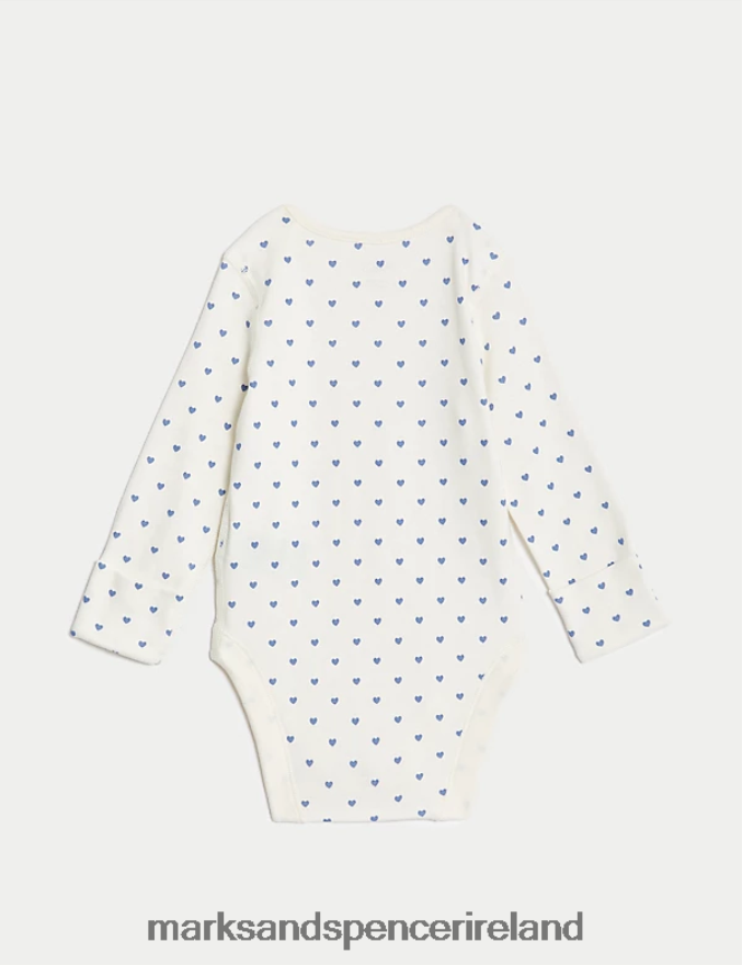 Marks & Spencer Baby 3pk Pure Cotton Heart Print Bodysuits White Mix Clothing 2VJ8DF7653