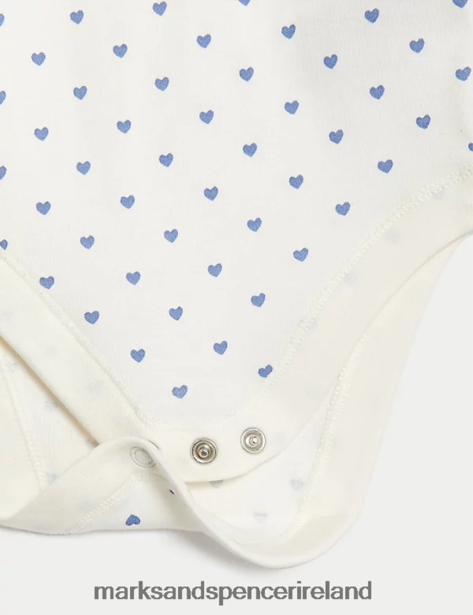 Marks & Spencer Baby 3pk Pure Cotton Heart Print Bodysuits White Mix Clothing 2VJ8DF7653