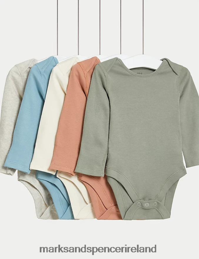 Marks & Spencer Baby 5pk Pure Cotton Bodysuits Multi Clothing 2VJ8DF7446