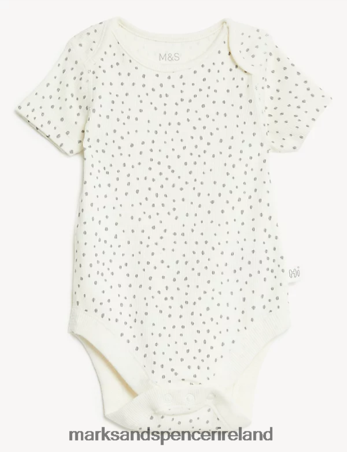 Marks & Spencer Baby Cotton Rich Dash Print Bodysuit Ivory Mix Clothing 2VJ8DF7416
