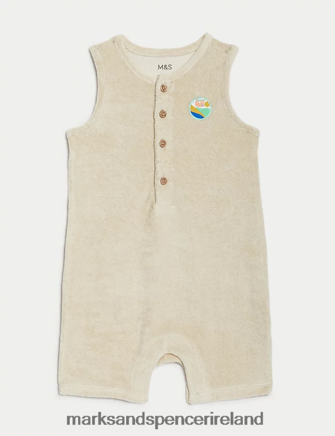 Marks & Spencer Baby Cotton Rich Romper Stone Clothing 2VJ8DF7454