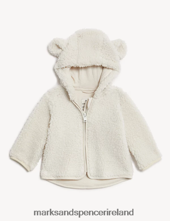Marks & Spencer Baby Borg Hooded Jacket Cream Clothing 2VJ8DF7632