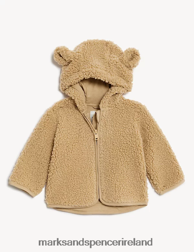 Marks & Spencer Baby Borg Hooded Jacket Mink Clothing 2VJ8DF7264