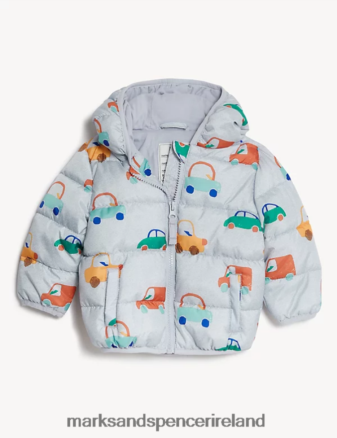 Marks & Spencer Baby Car Print Coat Grey Mix Clothing 2VJ8DF7366