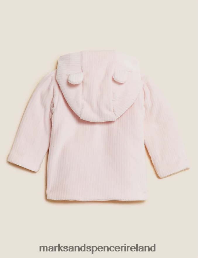 Marks & Spencer Baby Cotton Rich Velour Hooded Jacket Pink Clothing 2VJ8DF7637
