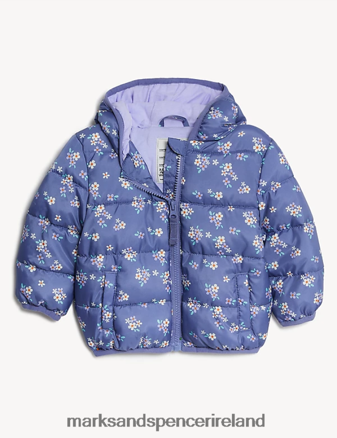Marks & Spencer Baby Floral Coat - Navy Mix Clothing 2VJ8DF7652