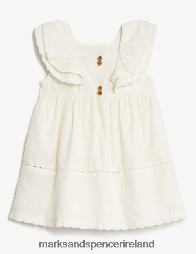 Marks & Spencer Baby Pure Cotton Broderie Dress Cream Clothing 2VJ8DF7713