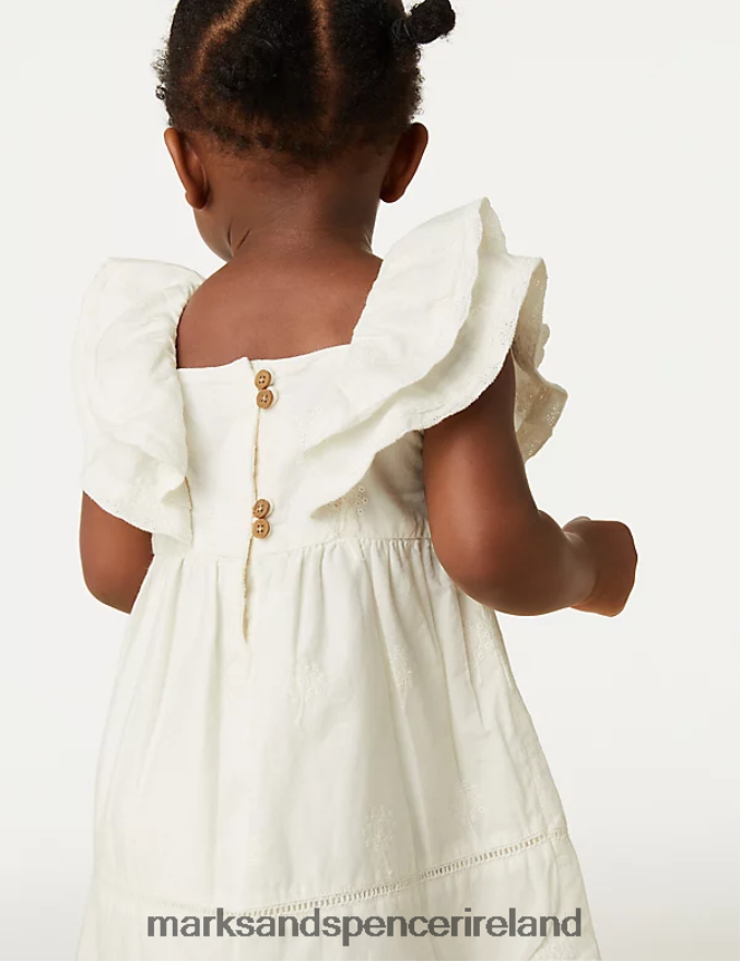 Marks & Spencer Baby Pure Cotton Broderie Dress Cream Clothing 2VJ8DF7713