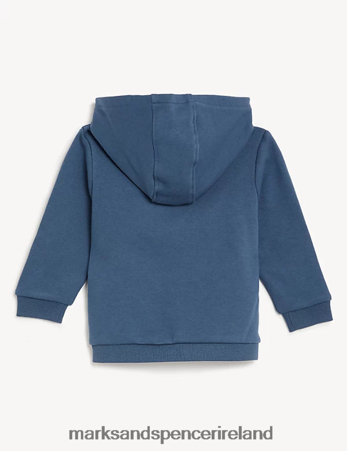 Marks & Spencer Baby Cotton Rich Zip Hoodie Dark Blue Clothing 2VJ8DF7486