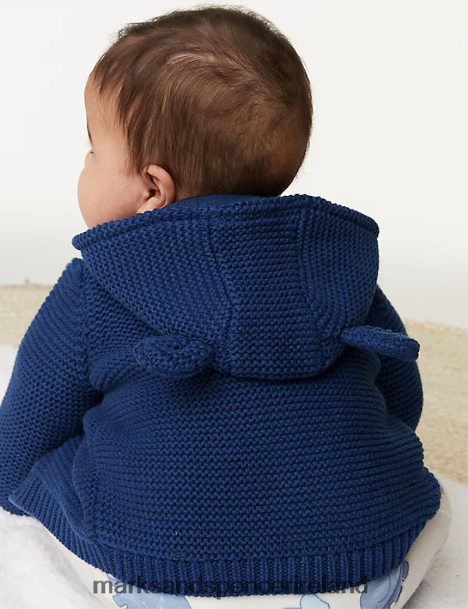 Marks & Spencer Baby Pure Cotton Chunky Knitted Cardigan Dark Indigo Clothing 2VJ8DF7621