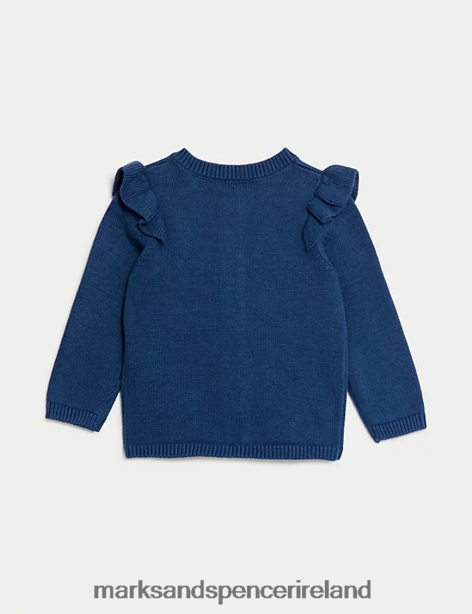 Marks & Spencer Baby Pure Cotton Knitted Cardigan Navy Clothing 2VJ8DF7823