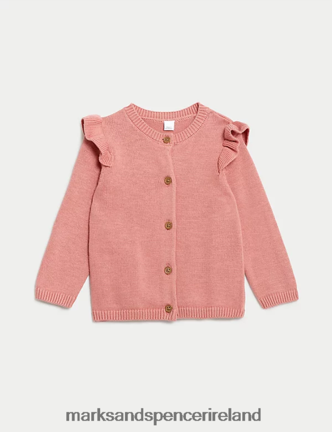 Marks & Spencer Baby Pure Cotton Knitted Cardigan Pink Clothing 2VJ8DF7615