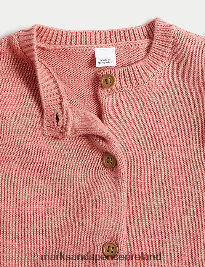 Marks & Spencer Baby Pure Cotton Knitted Cardigan Pink Clothing 2VJ8DF7615