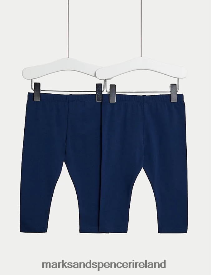 Marks & Spencer Baby 2pk Cotton Rich Leggings Navy Clothing 2VJ8DF7684