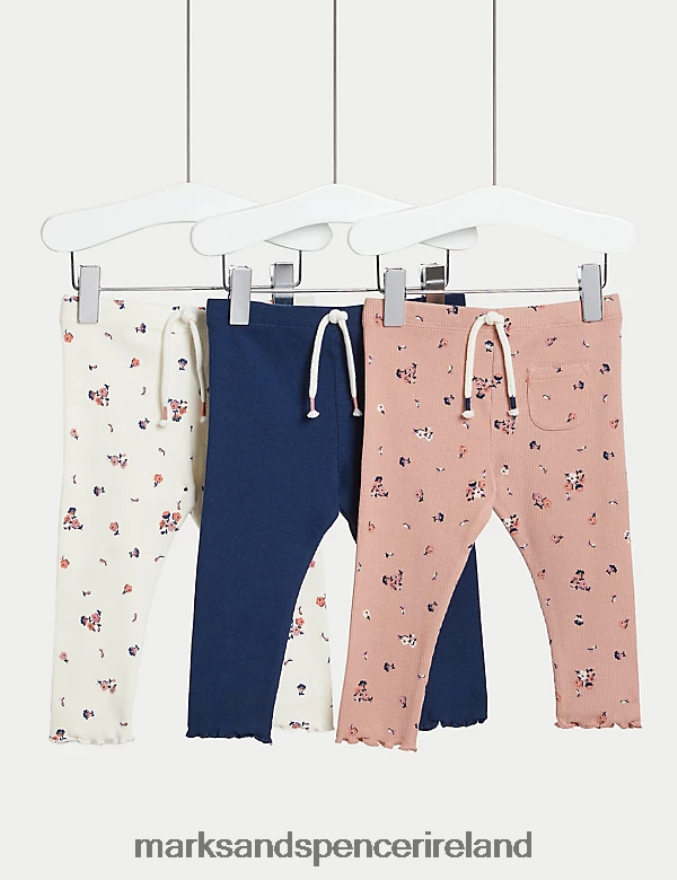 Marks & Spencer Baby 3pk Cotton Rich Floral Leggings Multi Clothing 2VJ8DF7608