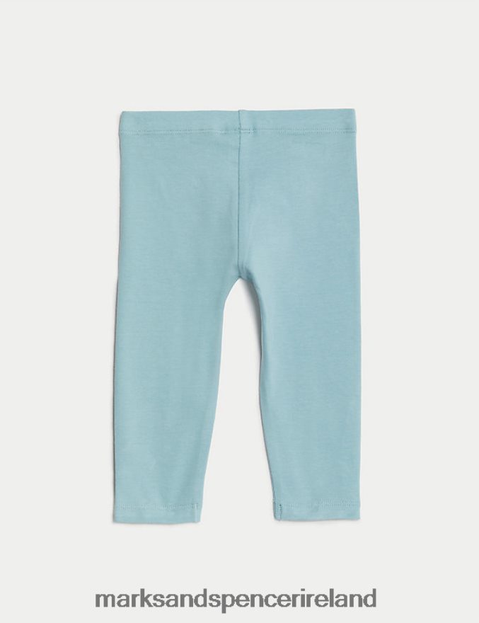 Marks & Spencer Baby Cotton Rich Leggings Light Teal Clothing 2VJ8DF7628