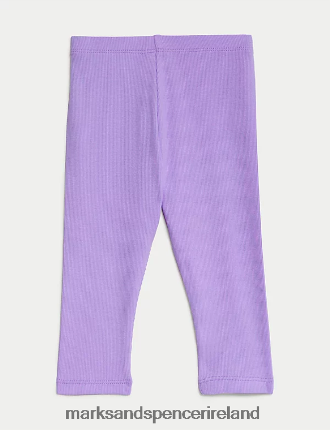 Marks & Spencer Baby Cotton Rich Ribbed Leggings Violet Clothing 2VJ8DF7909