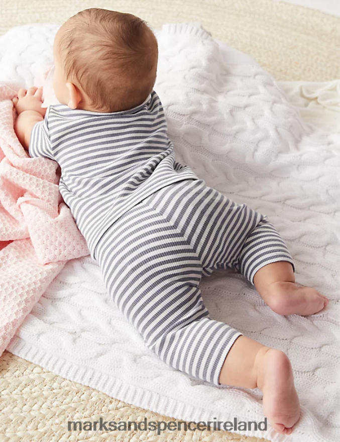 Marks & Spencer Baby Cotton Rich Striped Ribbed Leggings Multi Clothing 2VJ8DF7513
