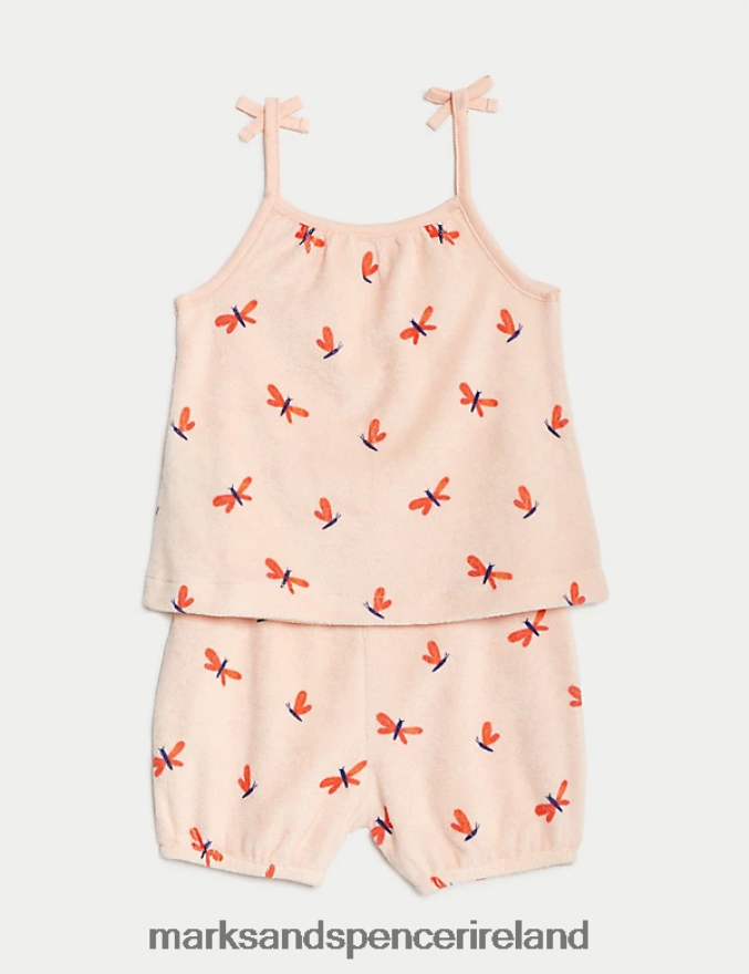 Marks & Spencer Baby 2pc Cotton Rich Butterfly Outfit Light Peach Clothing 2VJ8DF7731