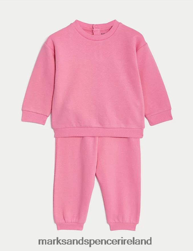 Marks & Spencer Baby 2pc Cotton Rich Outfit Pink Clothing 2VJ8DF7612