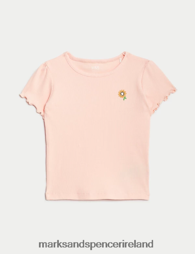 Marks & Spencer Baby 2pc Cotton Rich Sunflower Outfit Peach Mix Clothing 2VJ8DF7726