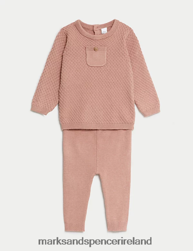 Marks & Spencer Baby 2pc Knitted Outfit Sandstone Clothing 2VJ8DF7586