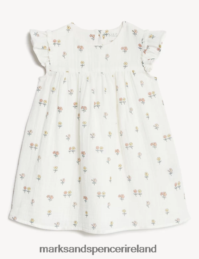 Marks & Spencer Baby 2pc Pure Cotton Floral Outfit Cream Mix Clothing 2VJ8DF7730