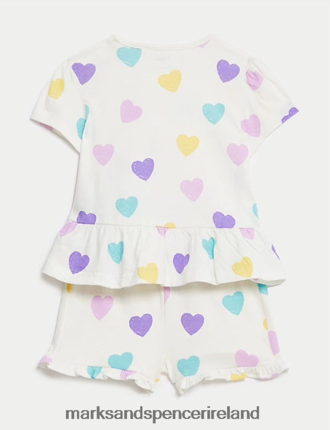 Marks & Spencer Baby 2pc Pure Cotton Heart Outfit Multi Clothing 2VJ8DF7617
