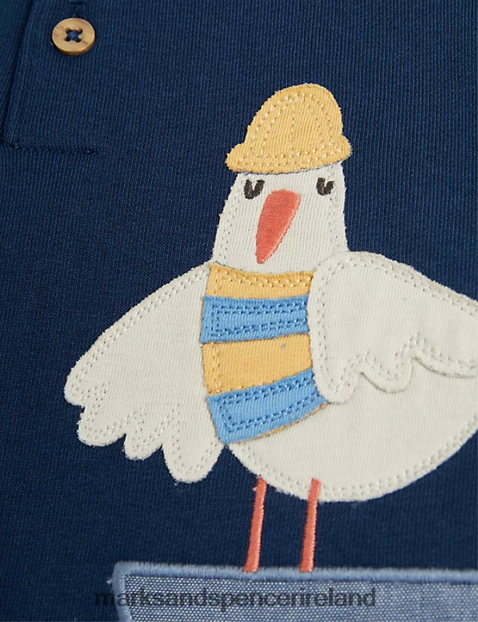 Marks & Spencer Baby 2pc Pure Cotton Seagull Outfit Indigo Clothing 2VJ8DF7408