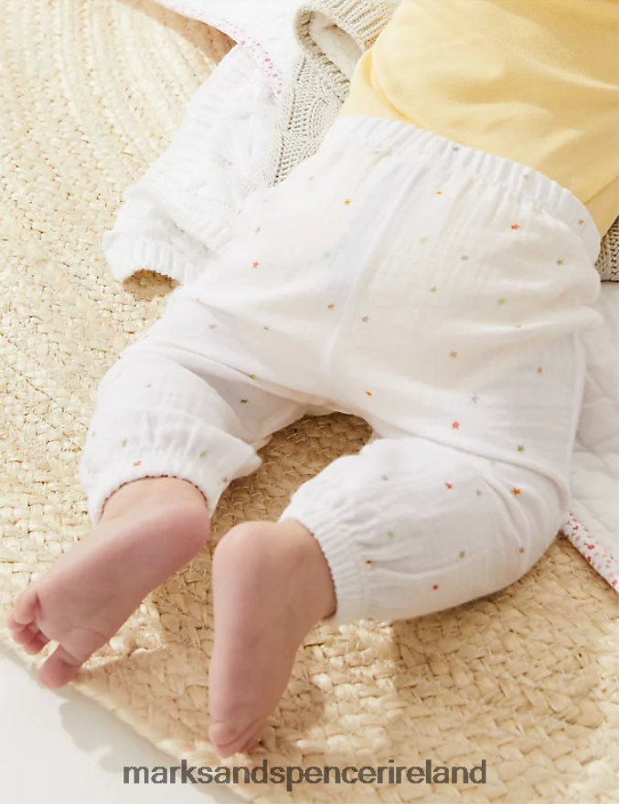 Marks & Spencer Baby 2pc Pure Cotton Star Outfit Ivory Mix Clothing 2VJ8DF7428