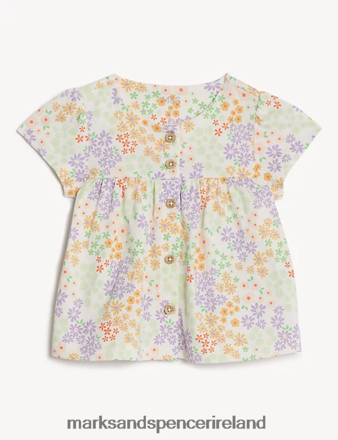 Marks & Spencer Baby Cotton Ditsy Jersey Outfit Pink Mix Clothing 2VJ8DF7741