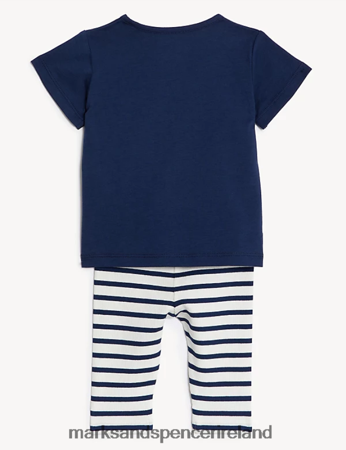 Marks & Spencer Baby Cotton Navy T-Shirt Outfit Navy Mix Clothing 2VJ8DF7299