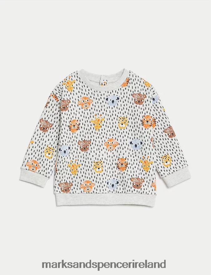 Marks & Spencer Baby Cotton Rich Animal Outfit Grey Marl Clothing 2VJ8DF7600