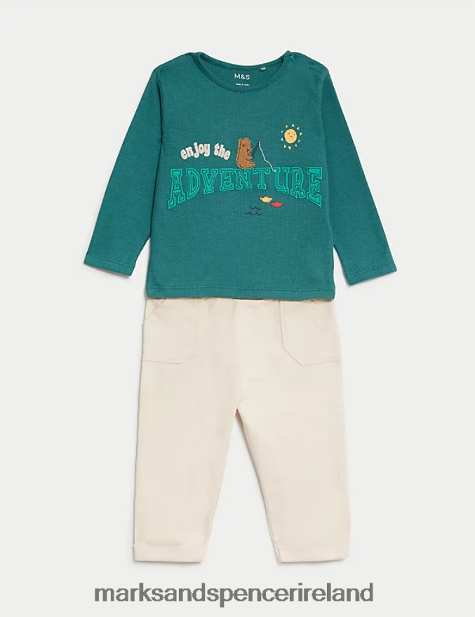 Marks & Spencer Baby Cotton Rich Slogan Outfit Multi Clothing 2VJ8DF7364