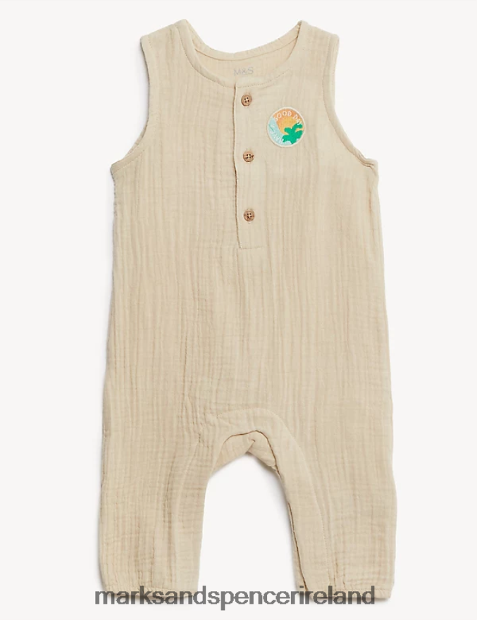 Marks & Spencer Baby Pure Cotton Romper Stone Clothing 2VJ8DF7438