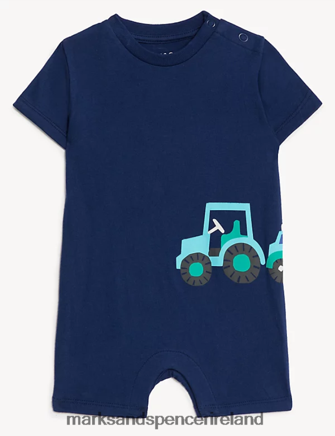 Marks & Spencer Baby Pure Cotton Transport Romper Indigo Clothing 2VJ8DF7575