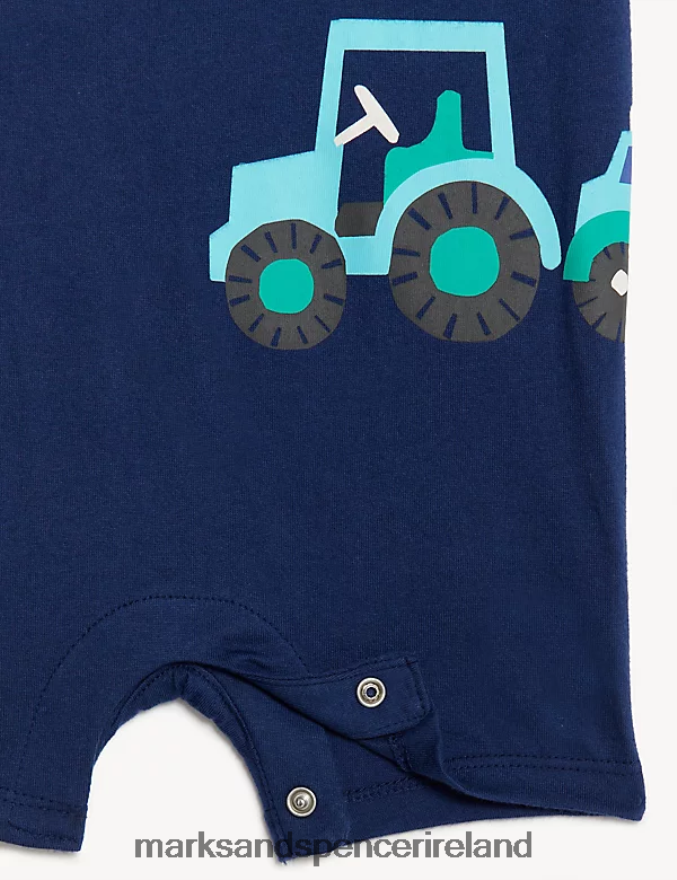 Marks & Spencer Baby Pure Cotton Transport Romper Indigo Clothing 2VJ8DF7575