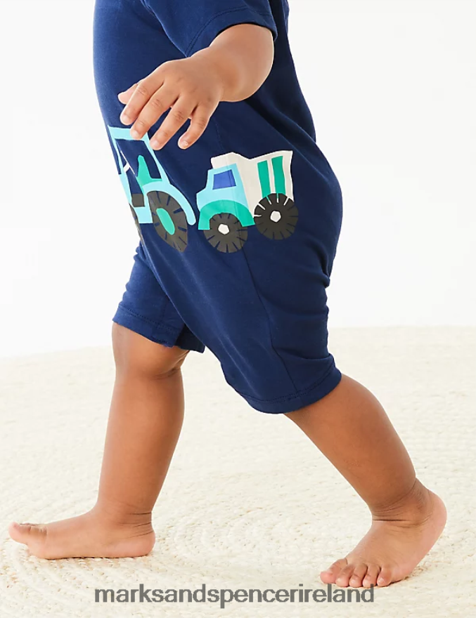 Marks & Spencer Baby Pure Cotton Transport Romper Indigo Clothing 2VJ8DF7575