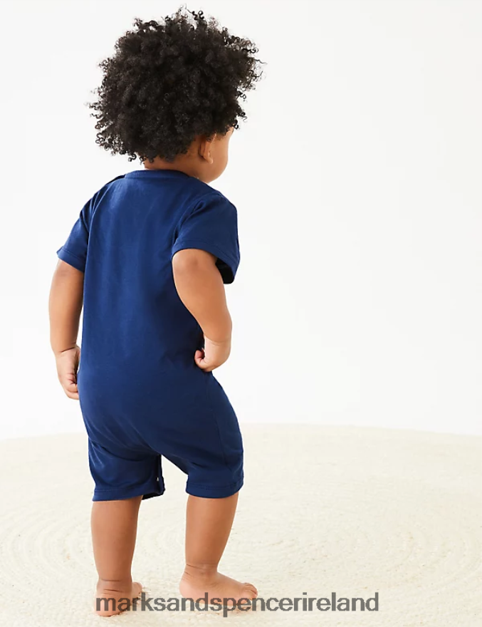 Marks & Spencer Baby Pure Cotton Transport Romper Indigo Clothing 2VJ8DF7575