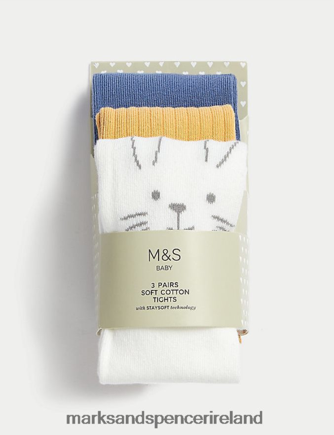Marks & Spencer Baby 3pk Cotton Rich Tights Multi Clothing 2VJ8DF8980