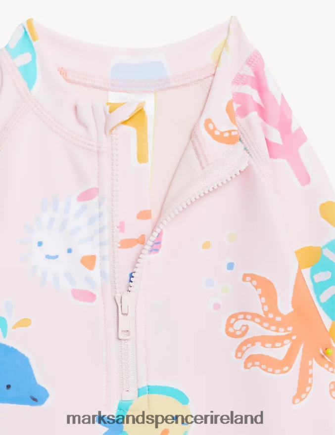 Marks & Spencer Baby Sealife Long Sleeve Swimsuit & Hat Set Multi Clothing 2VJ8DF7747