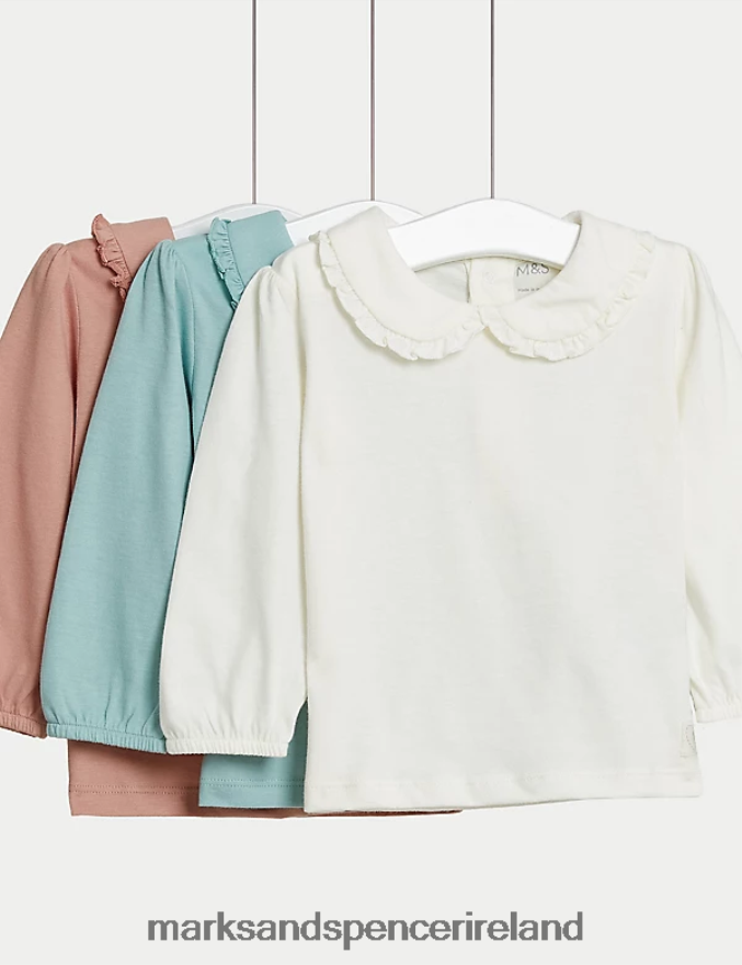 Marks & Spencer Baby 3pk Cotton Rich Tops Multi Clothing 2VJ8DF7626