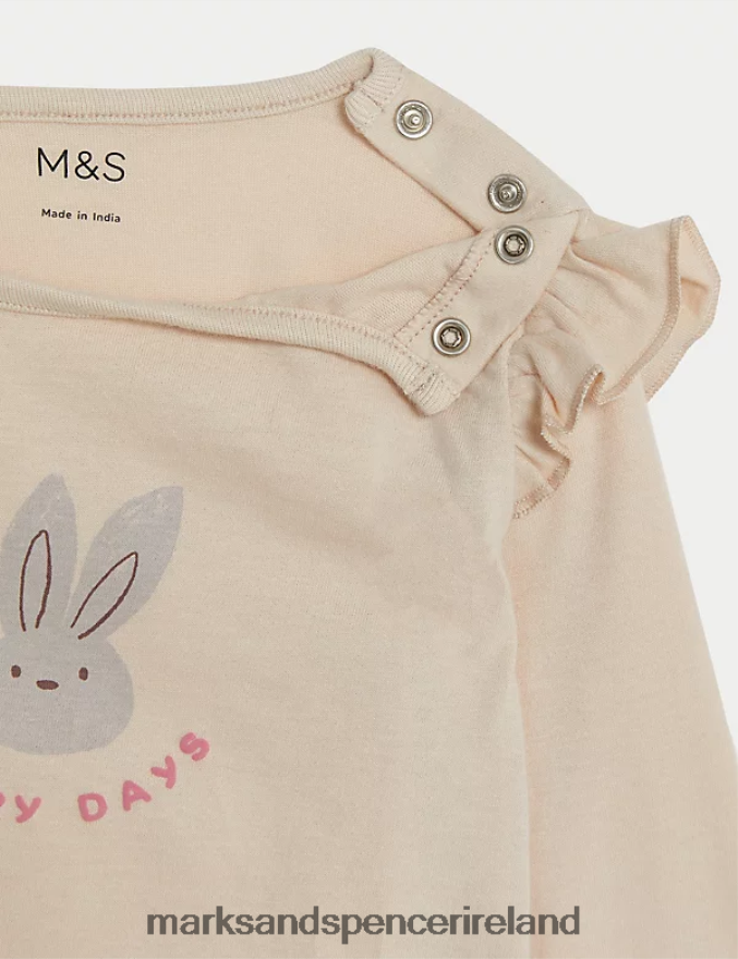 Marks & Spencer Baby Pure Cotton Bunny Slogan Top Cream Clothing 2VJ8DF7623
