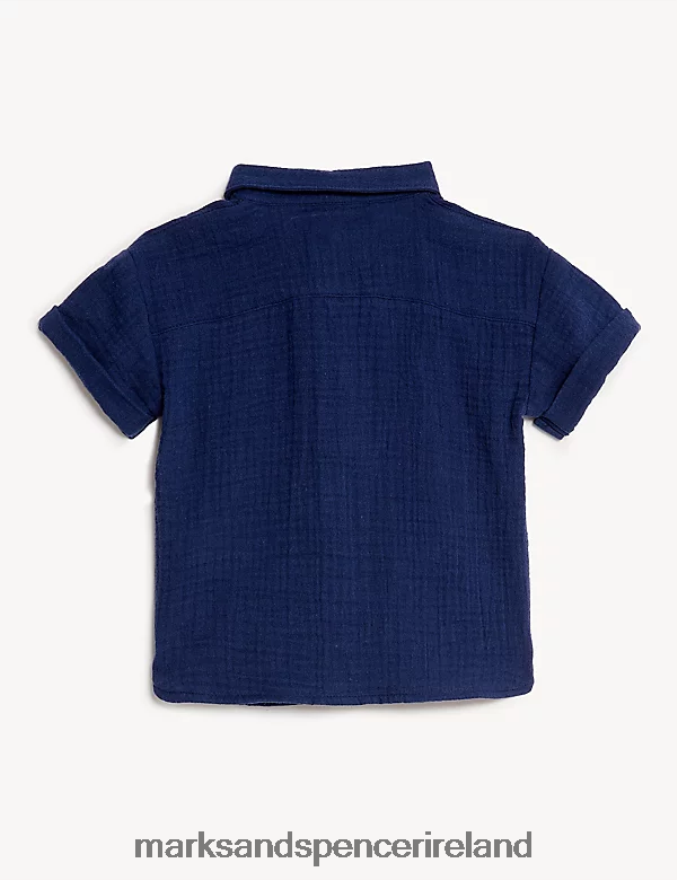 Marks & Spencer Baby Pure Cotton Shirt Indigo Clothing 2VJ8DF7746