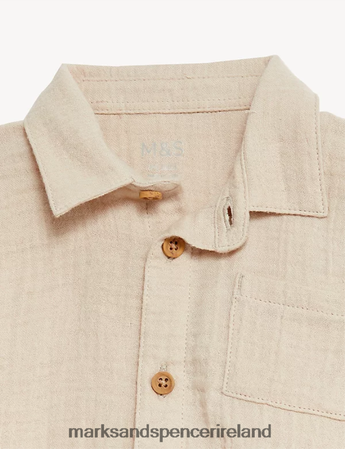 Marks & Spencer Baby Pure Cotton Shirt Stone Clothing 2VJ8DF7745