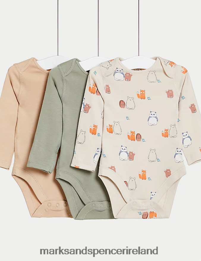 Marks & Spencer Unisex 3pk Pure Cotton Bodysuits Multi Clothing 2VJ8DF7794