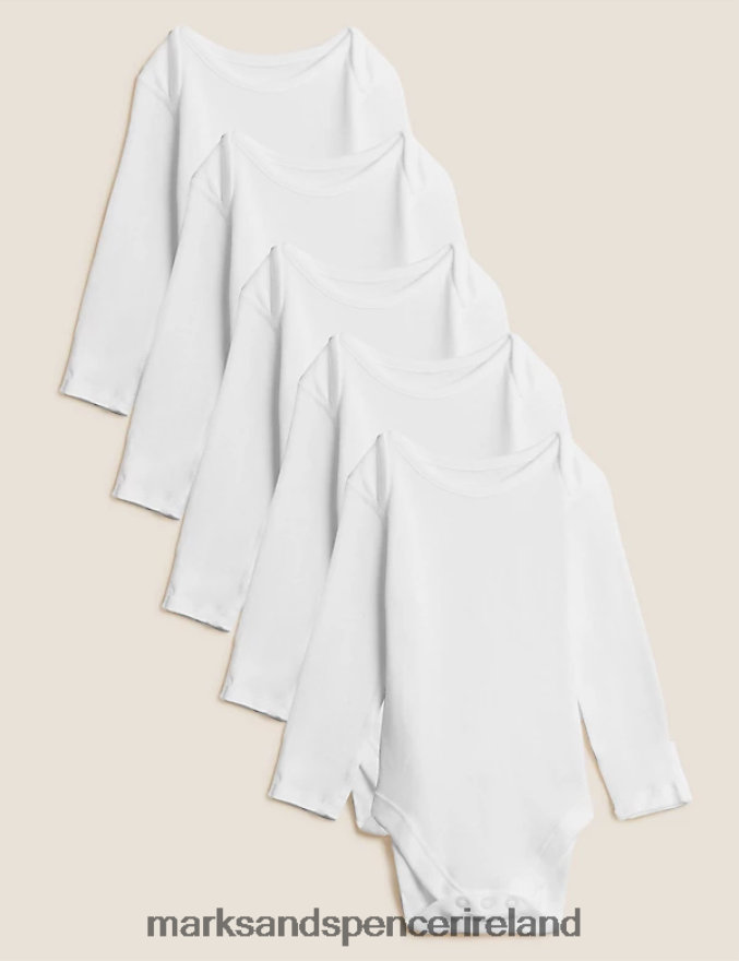 Marks & Spencer Unisex 5pk Pure Cotton Bodysuits White Clothing 2VJ8DF7436