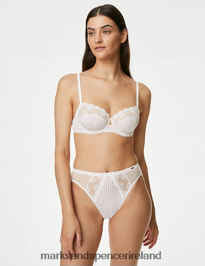 Marks & Spencer Unisex Ammi Wired Balcony Bra With Cotton Ivory Mix Clothing 2VJ8DF3866