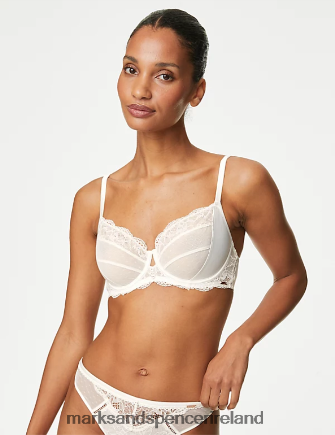Marks & Spencer Unisex Aster Sparkle Lace Wired Balcony Bra Ivory Clothing 2VJ8DF3829